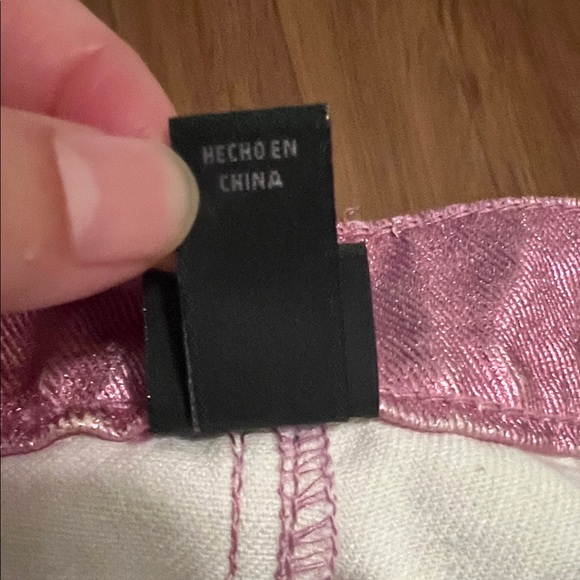 #0983+ Metallic Pink Denim Skirt - Picture 8 of 11